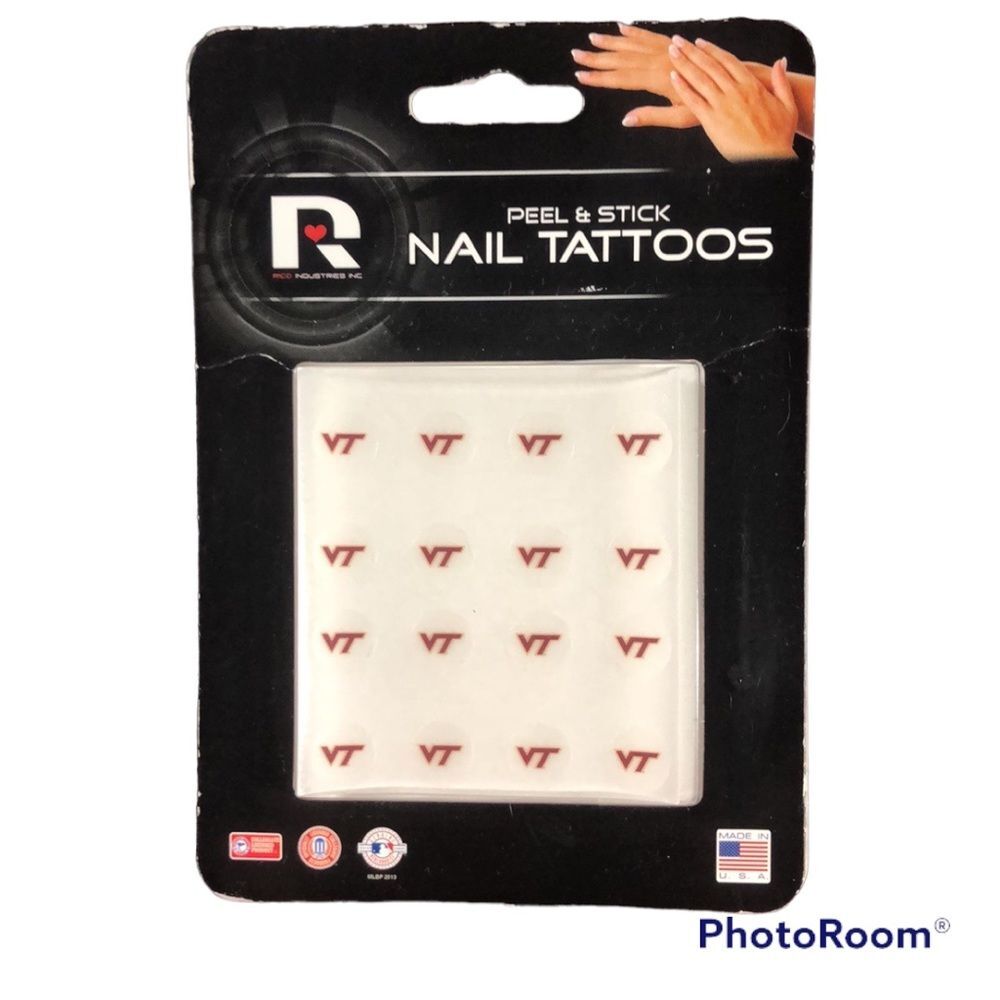 NCAA Virginia Tech Hokies Peel & Stick Nail Tattoos NEW NIP